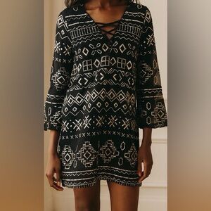 Chelsea & Violet Geometric Black with Silver Sequined Dress